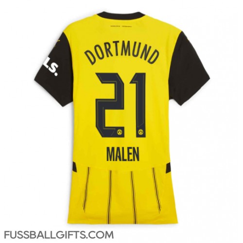 Borussia Dortmund Donyell Malen #21 Fußballbekleidung Heimtrikot Damen 2024-25 Kurzarm